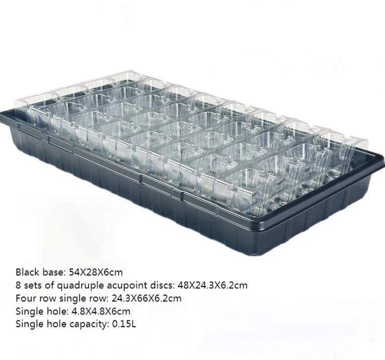 Clamshell nursery tray in a group garden plastic 4 cavity seedling trays