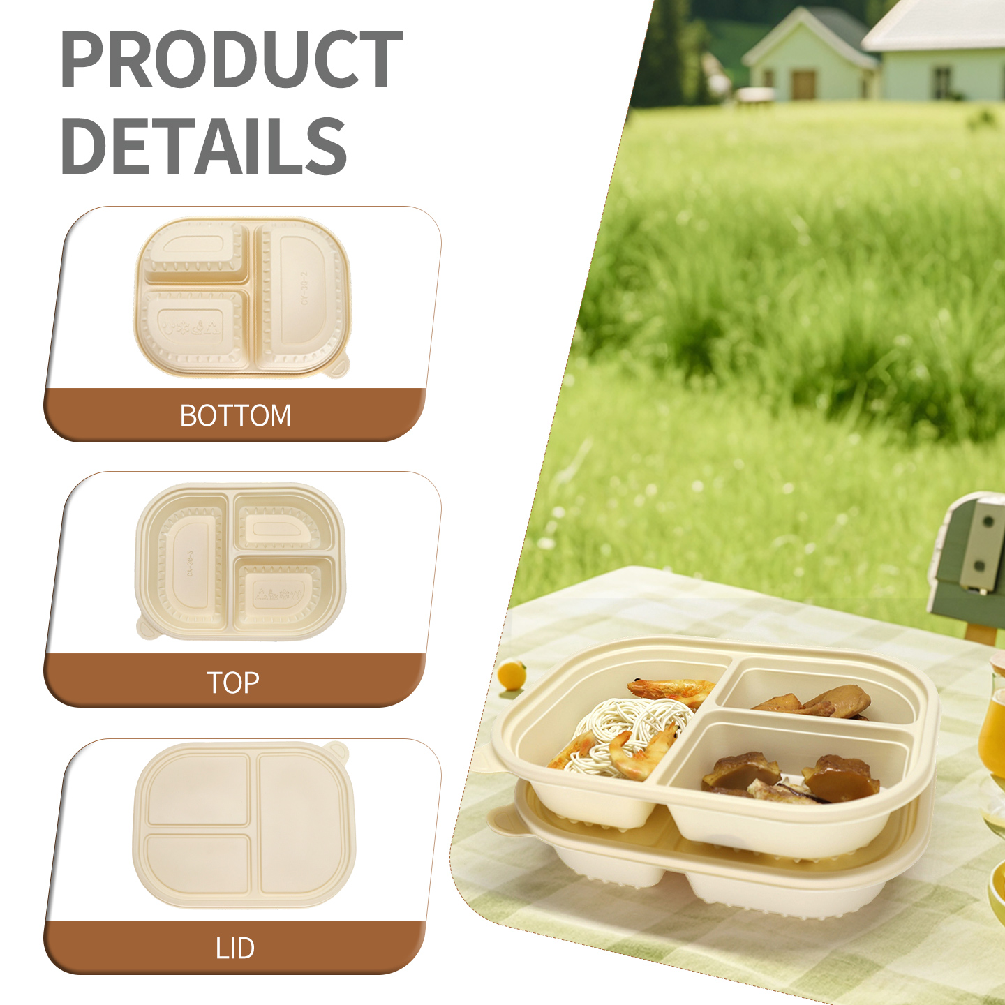 Corn starch degradable lunch box