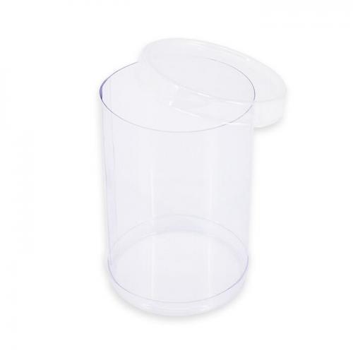 Boîte à cylindre en plastique ronde transparente avec couvercle
