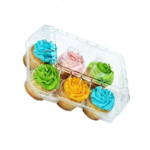 Contenants à cupcakes jetables en plastique transparent à 6 trous
