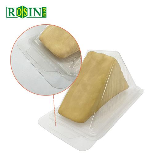 Commerce de gros jetable triangle transparent gâteau alimentaire en plastique plateau sandwich emballage
