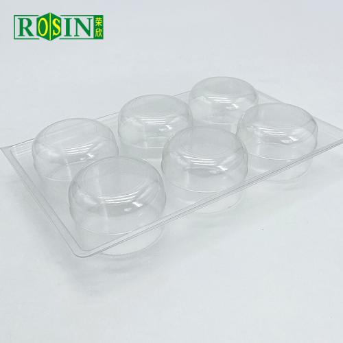 Boîte de nourriture d'emballage de petit gâteau de macaron en plastique transparent de 6 trous
