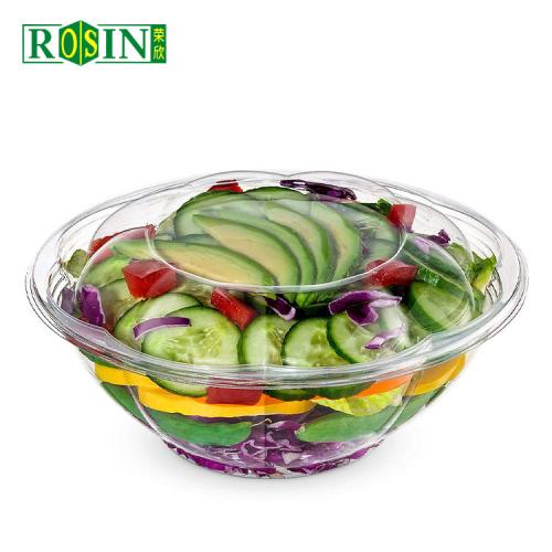 Plateau en plastique rond jetable de légumes de salade de fruits de 24 onces
