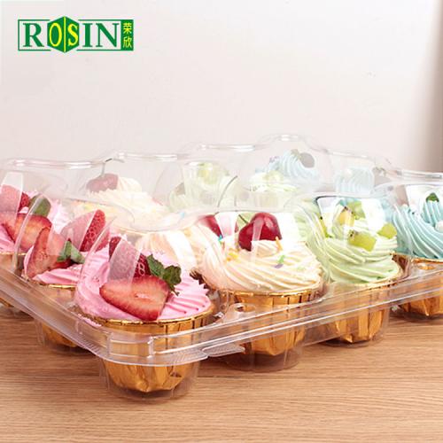 12 Fournisseur de boîtes à cupcakes en plastique transparent
