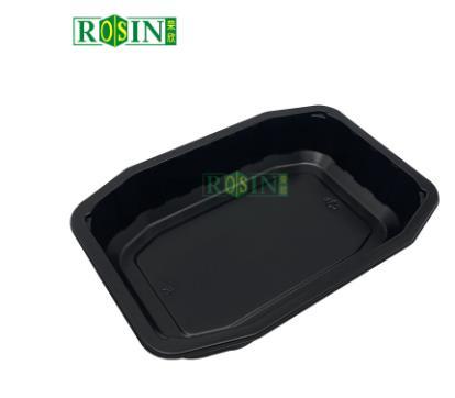 Plastique jetable de Continer de nourriture de préparation de repas de micro-onde noir adapté aux besoins du client de pp
