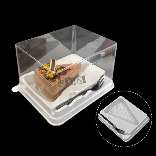 Récipient d'emballage en plastique de plateau de gâteau de mousse de tiramisu carré jetable adapté aux besoins du client avec le couvercle