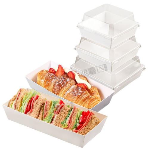 Fabricant de salades, friandises, sandwich, Sushi, conteneurs à emporter, boîte à emporter, boîtes de charcuterie en papier Kraft avec couvercles transparents