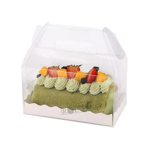 Boîtes d'emballage de desserts, boîte à gâteaux en rouleau suisse avec poignée Recyclable, petites boîtes transparentes en plastique Transparent pour aliments, Mini cupcakes