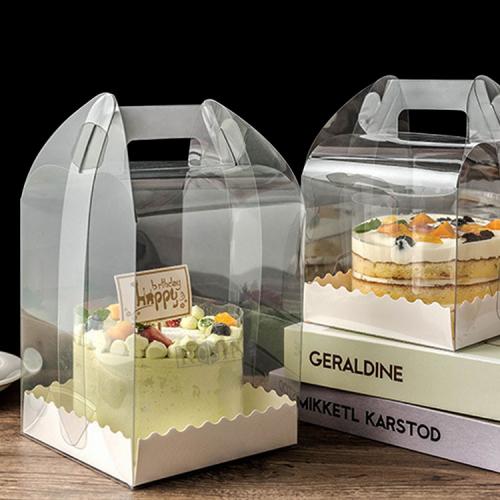 emballage de boîte à gâteaux en plastique avec poignée