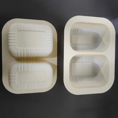 Boîte à lunch jetable en amidon de maïs, 100 % biodégradable, 1000 ml, 2 compartiments