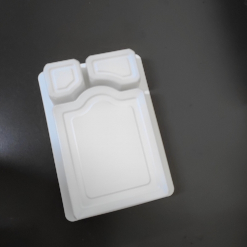 Plateau blister personnalisé blanc en plastique PP à 3 compartiments pour collations, contenant jetable pour igname et chips de pomme de terre avec thermoscellage