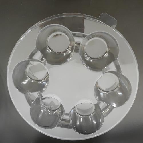 Contenant rond personnalisé en plastique PET transparent jetable à 6 compartiments pour cupcakes avec couvercle plat