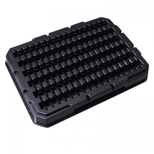 Plateau en plastique électronique jetable antistatique PS noir, logo personnalisé avec plateau de rangement pour accessoires électroniques d'origine insérés