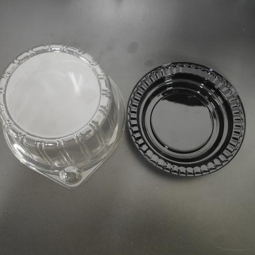 Conteneur à gâteau rond personnalisé jetable en plastique PS noir de 2 pouces avec couvercle dôme transparent