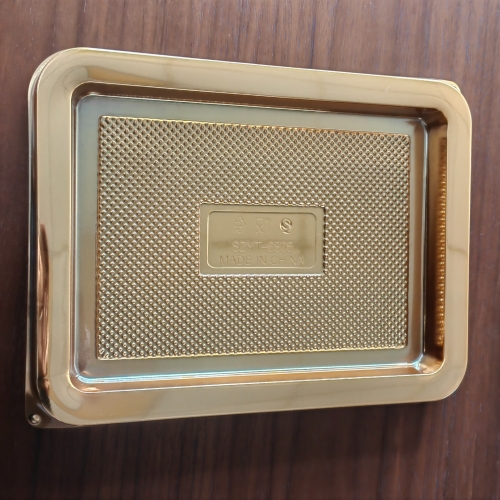 plateau rectangulaire doré en plastique PP de qualité alimentaire pour gâteau et pain avec couvercle