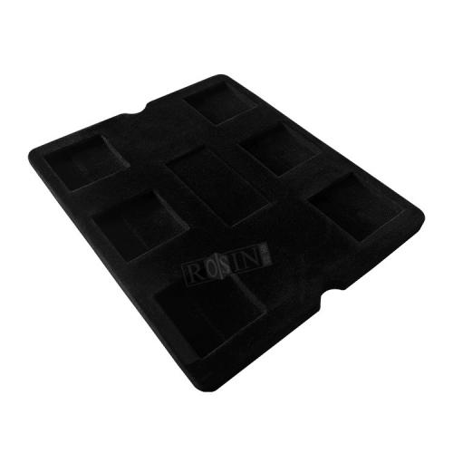 Plateau à médailles en peluche noir PS rectangulaire jetable personnalisé en usine avec 6 compartiments