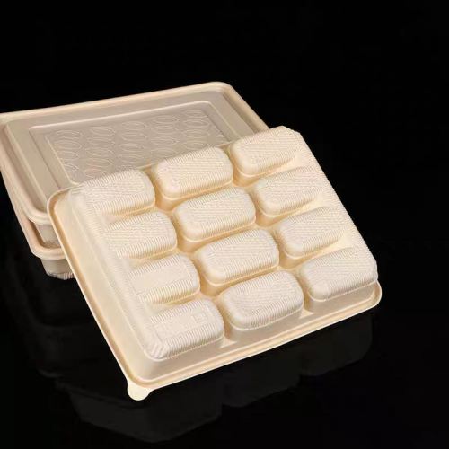 Plateau à 12 alvéoles personnalisé en amidon de maïs biodégradable avec couvercle, boîte d'emballage jetable pour raviolis surgelés