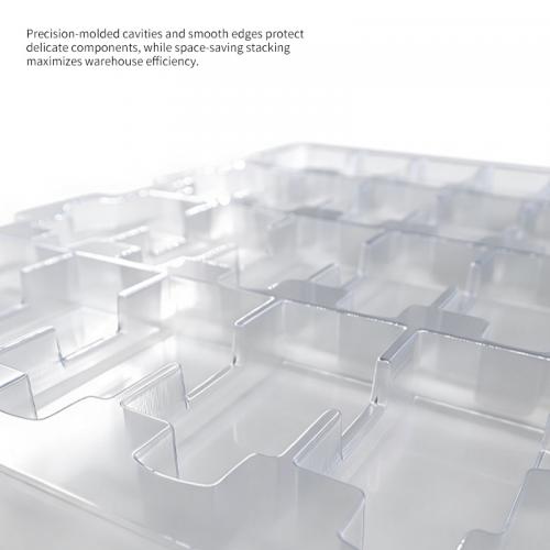 Plateau personnalisé jetable transparent en PET à 25 cellules pour composants électroniques antistatiques