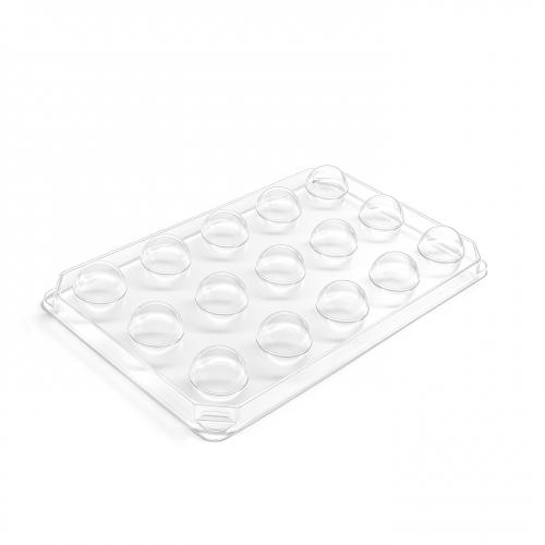 Plateau blister rond personnalisé à 15 alvéoles en PET transparent pour chocolat avec couvercle