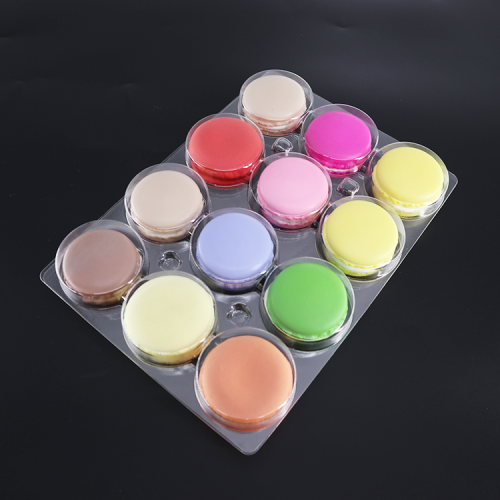 Plateau sous vide en plastique PET transparent de qualité alimentaire personnalisé à 12 compartiments pour macarons