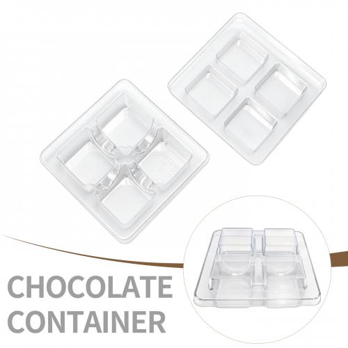 Plateau blister transparent jetable personnalisé à 4 compartiments en PET de qualité alimentaire pour chocolat avec couvercle